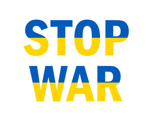 Stop War In Ukraine Emblem Abstract Symbol Vector Illustration