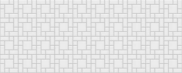 Seamless brick metro pattern. Tile subway wall. White ceramic background. Kitchen backsplash. Apron faience print. Cement texture. Retro decorative brickwall. Vintage stone surface Vector illustration