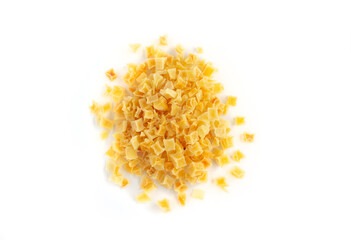 Dehydrated Diced Potatoes in Pile or Heap Isolated on White