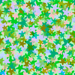 Abstract geometric pattern with decorative multicolored stars on a light green background