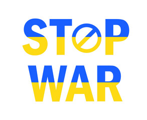 Stop War In Ukraine Emblem Abstract Symbol Vector Illustration With White Background