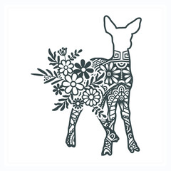 Fototapeta premium Animal Mandala with Flower. Vintage decorative elements. Oriental pattern, vector illustration.