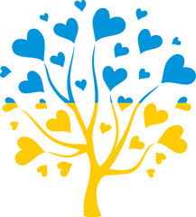 Ukrainian flag in the shape of a tree of love