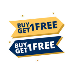 buy get 1 free dark blue yellow flat label