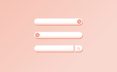 3D search bar. Browser button for website and UI design. Search form template. Vector illustration 