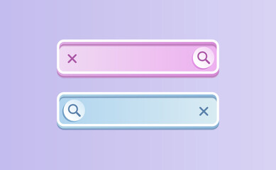 3D search bar. Browser button for website and UI design. Search form template. Vector illustration 