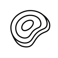 Slice of black meat vector icon Meat icon Beef meat illustration Bacon Contour isolated image on white background