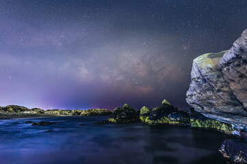 千葉の奇岩と海と天の川