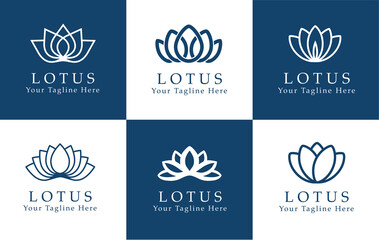 Lotus flower vector logo set