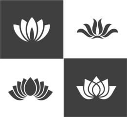 Fototapeta na wymiar lotus flower logo design element set. Set of different lotus flowers.