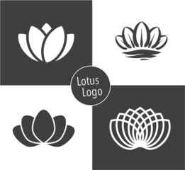 Lotus flowers vector elements. Lotus flower logo set. 