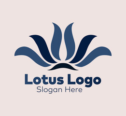 lotus flower vector logo design in blue color. Logo design suitable for spa, beauty salon and many institutions