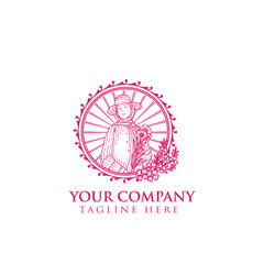 women fashion hi jab muslim mascot logo