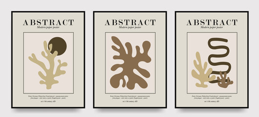 Set of minimalist aesthetic posters and abstract pastel color elements on isolated background. A large collection of elements, unusual forms in the art matisse style, hand-drawn.