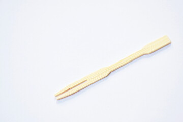 wooden fork for single used arranging on white background
