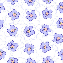 floral seamless pattern. Doodles. Stylized cute cartoon abstract simple flowers. Print. Pattern for fabric or wrapping paper. Background. hand drawn illustration.  violet.