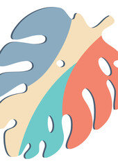 Monstera leaves in modern paper cut style. Multi-colored parts. Can be used for advertising and promotion. Vector