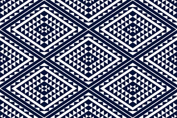 Küchenrückwand Plexiglas Blau weiß Geometrisches ethnisches orientalisches nahtloses Muster traditionelles Design für Hintergrund, Teppich, Tapete. Kleidung, Verpackung, Batikgewebe, Vektorillustration. Stickereiart - Sadu, sadou, sadow oder sado