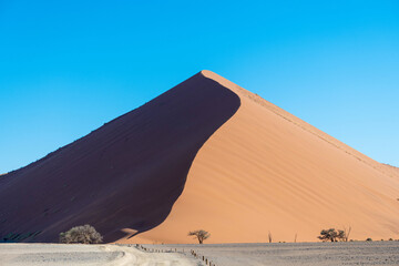 Fototapeta na wymiar Beautiful contrast photo of a duna with shadows on the both sides, Namibia.