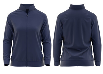 Women’s tracksuit jacket mockup, 3d rendering [ Navy ]  ©  FIROZA STUDIO