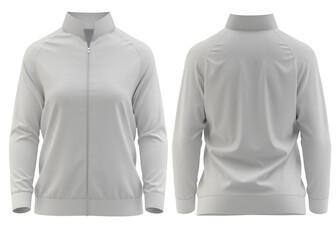 Women’s tracksuit jacket mockup, 3d rendering [ White ]  ©  FIROZA STUDIO