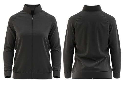 Women’s tracksuit jacket mockup, 3d rendering [ Black ] 