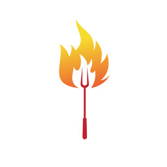 grill on a fire logo identity. Barbeque food or grill design template.