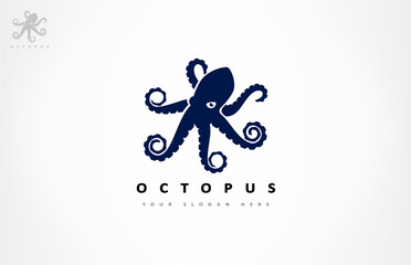 Octopus animal logo. Underwater  design.