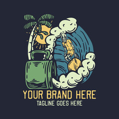 skeleton surfing on water splash of a cup vintage t shirt design template