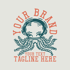 space squid vintage t shirt design template