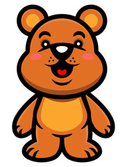 Cartoon illustration of Cute Teddy Bear standing, best for mascot, logo, and sticker with childhood themes