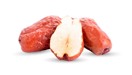Dried red date or Chinese jujube isolated on white background.