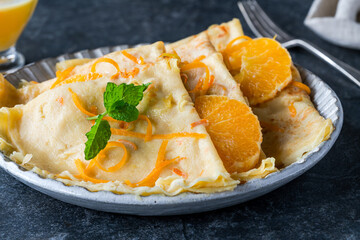 Crepes Suzette - French pancakes with orange liqueur sauce