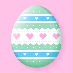 pastel Green Pink Blue easter egg traditional pattern isolated pastel 3d layer cutout paper card