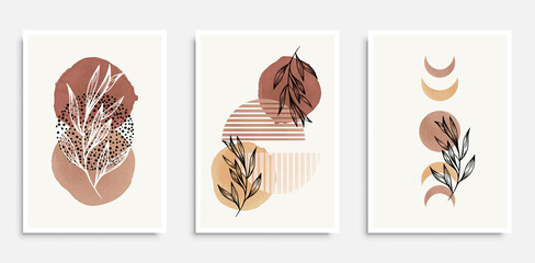 Botanical wall art. Plants with abstract shapes. Design for poster, wall art, home interior, cover. Vector illustration © Tymofii