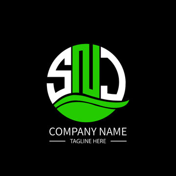 SNJ logo monogram isolated on circle element design template, SNJ letter logo design on black background. SNJ creative initials letter logo concept. SNJ letter  design.