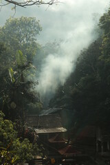 Fototapeta na wymiar Foggy morning in East Lombok, Indonesia 3