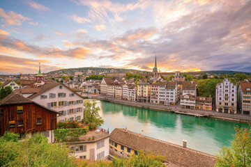 Naklejka premium Zurich city downtown skyline cityscape of Switzerland