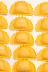 Raw ravioli as background. Healthy italian food.