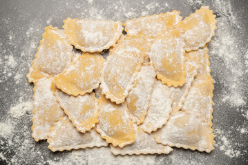 Raw ravioli as background. Healthy italian food.