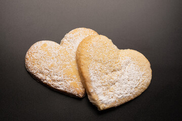 Shortbread in the shape of a heart isolated on white background.