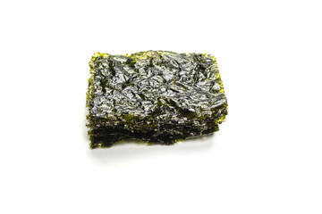 Tasty nori seaweed isolated on white.