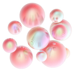 Fototapeta premium Abstract 3d object metal balls pink orange gradient colors background.