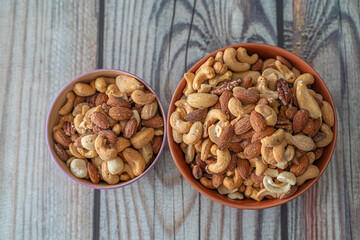Bowl of assorted nuts ready to eat