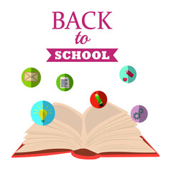 school books and icons of science