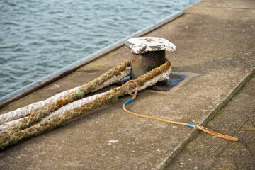 Ship ropes on a bollard