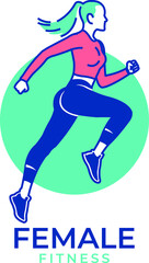 Fit Girl Line Art Logo Icon