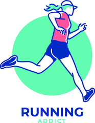 Running Girl Line Art Logo