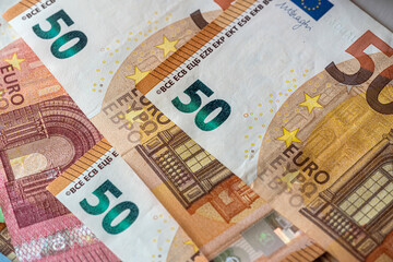 Bright euro banknotes, economic