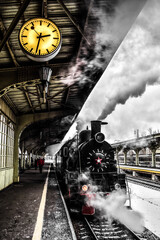 
The locomotive is on the peron - obrazy, fototapety, plakaty